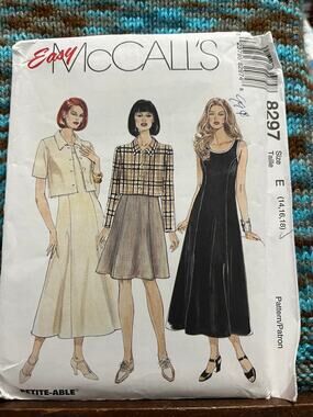McCalls 8297 Sewing pattern dress fit and flare cropped blazer size 14 16 18